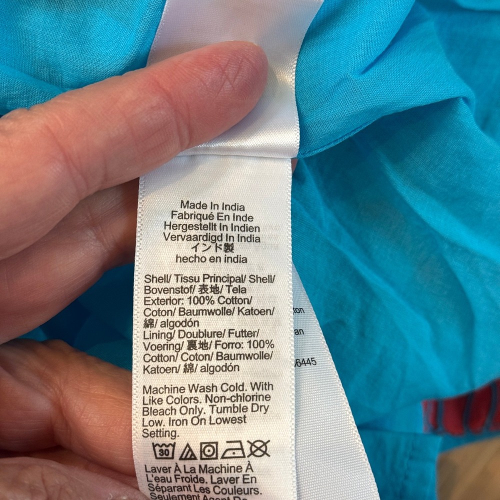 J. Crew Sun Dress Womens 10 Blue Red Lobster Print Bow Back Midi Maxi Coastal - Picture 12 of 13